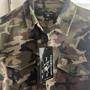 Womens Size Small TRUE RELIGION Camo Printed Georgia Shirt Dress